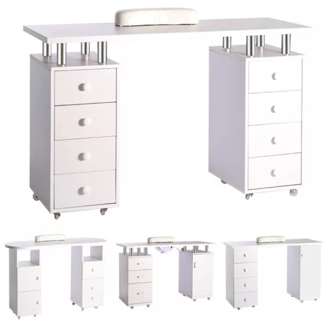 Modern Manicure Nail Table Bar Art Salon Beauty Storage Station Desk w/ Drawers 2