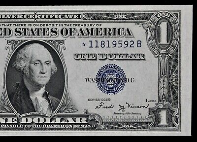 $1 1935B Star CU blue seal Silver Certificate *11819592B one dollar series B