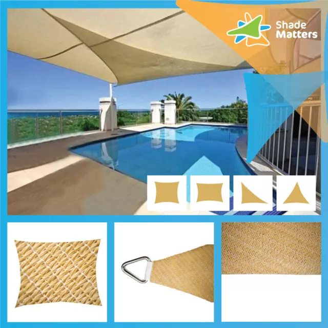 Heavy Duty Shade Sail- Sand-  Rectangle /  Square  / Triangle (280GSM)