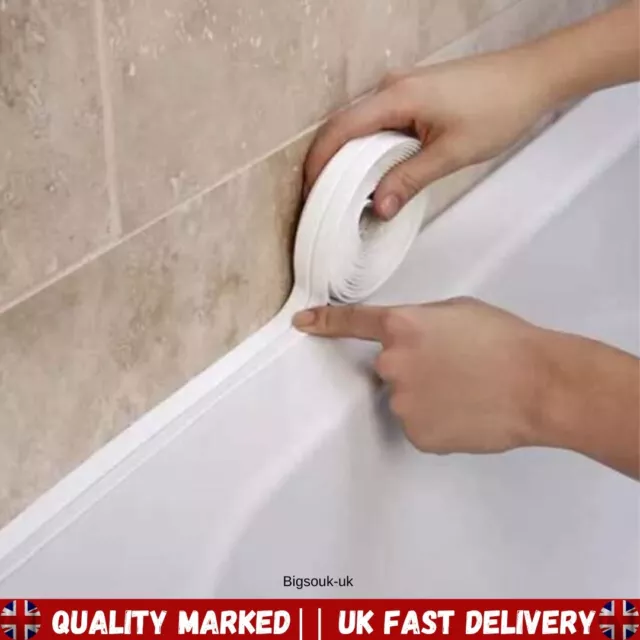 Tira de sellado de pared de baño autoadhesiva cinta de calafateo fregadero borde 3,2 M
