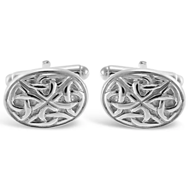 Sterling Silver Celtic Oval Cufflinks with Gift Box