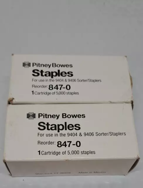 LOT OF 2 PITNEY BOWES 847-0, 5k STAPLER CARTRIDGES