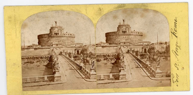 Vue Stéréo PHOTO photographie vintage - Italia Italie Fort St Ange - Rome ROMA