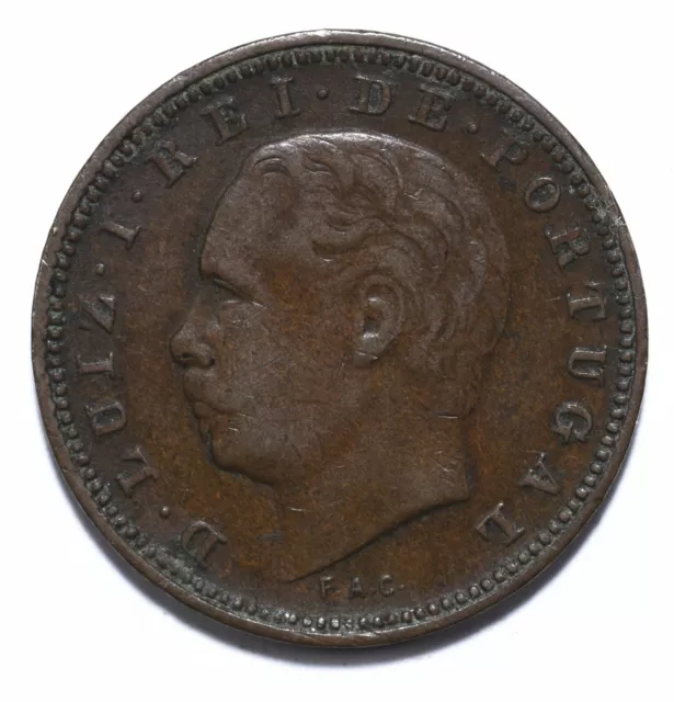 1882, Portugal, 5 Reis, Luiz I, VF, Bronze, KM# 525, Lot [425] 2