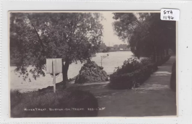 BURTON ON TRENT Staffordshire The River Trent  with footpath besides  RP # 1194