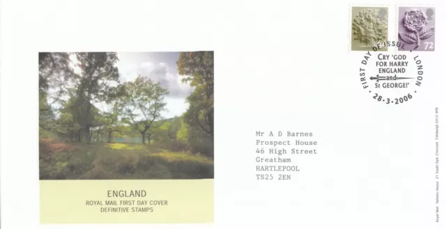 (96808) GB England FDC 72p 44p Definitive London 2006