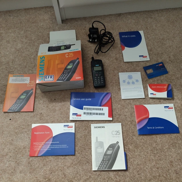 Vintage Siemens Mobile Phone C25 with Box, Instructions & Charger