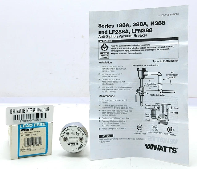 Watts 3/8" LF288A Anti-Siphon Vacuum Breaker