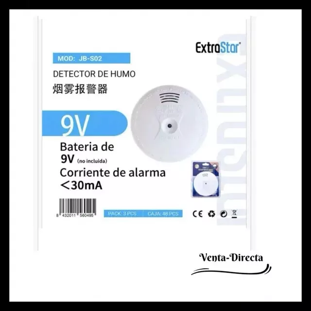 Detector de humo 9v corriente de alarma  30mA