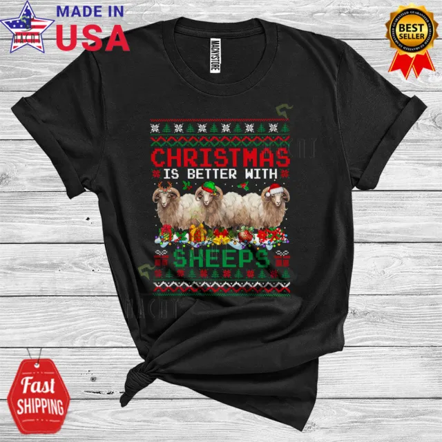 Christmas Is Better With Sheeps Funny Awesome Xmas Sweater Sheep Farmer T-Shirt