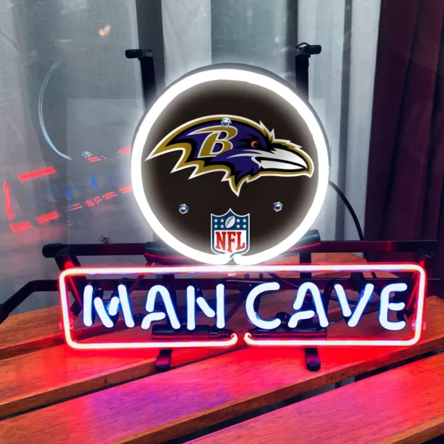 20"x16" Baltimore Ravens Neon Sign Light Lamp Man Cave Bar Decor Beer Glass