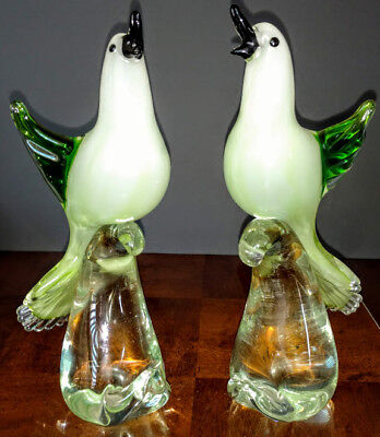 MURANO 2 Very Rare "Alfredo Barbini Studio's  Art Glass Love Birds 50's