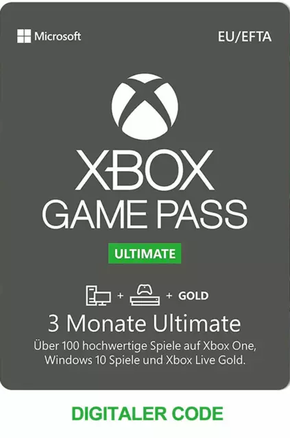 Xbox Game Pass Ultimate 3 Monate - Xbox Live 3 Months Digital Online Code - EU