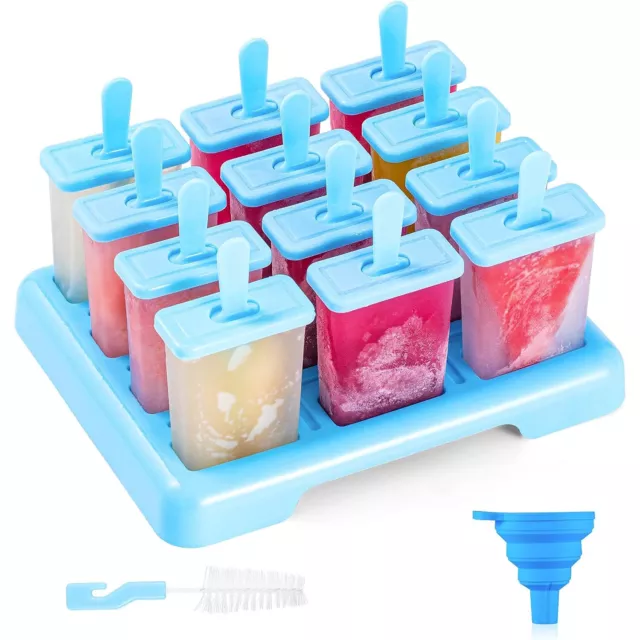 Ice Lolly Moulds with Sticks 12 Cavities Popsicle Maker Mould Ice Pop Moulds DIY