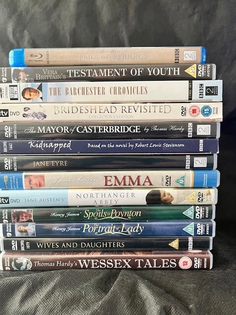 13 BBC/ITV DVDS - Literary adaptions -Brideshead/Emma/Northanger Abbey ...