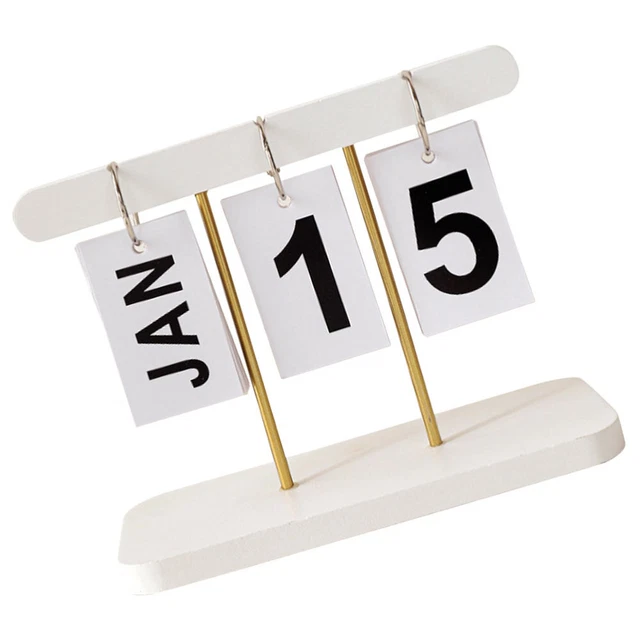 Calendrier Perpétuel De Bureau En Bois Et Acrylique Blanc - Élégant Et Pratique