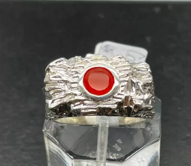 .7 Ct Royal Carnelian .925 Sterling Silver Mens Thick Ring Sz 8.5 Usa 9.9 Gr