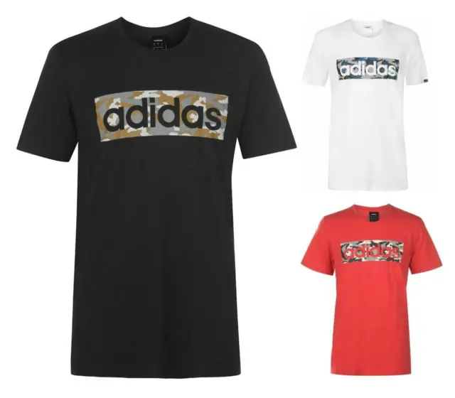 Nuova Adidas Camo Linear T-shirt Cotton Crew top età 7-14 bambini junior