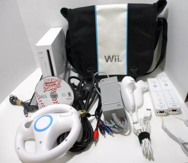 Nintendo Wii Video Game Console Bundle with Controllers & Cords + More!