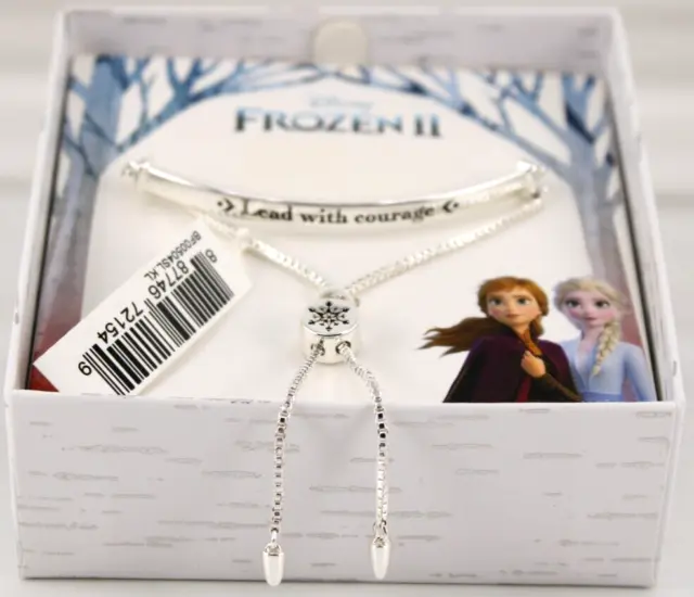Disney Frozen 2 Fine Silver Plated Lariat Bracelet Snowflake "Lead With Courage"