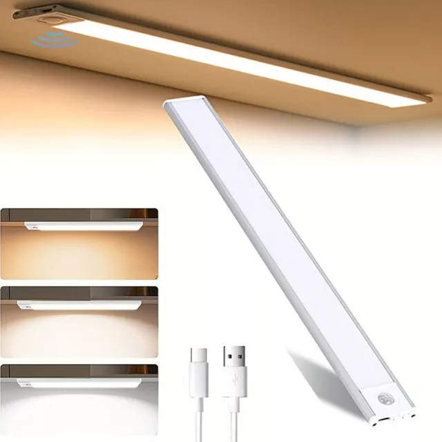 LED Motion Sensor Under Cabinet Closet Light USB Rechargeable Kitchen Lamp Strip 2