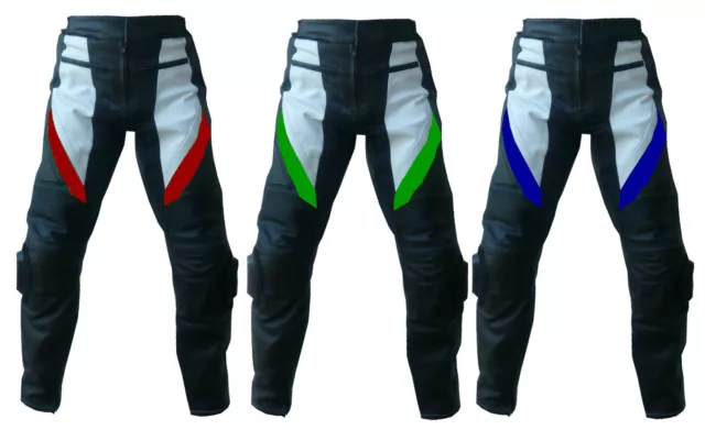 Pantaloni Da Moto In Pelle Con Sliders Saponette Xs S M L Xl 2Xl 3Xl