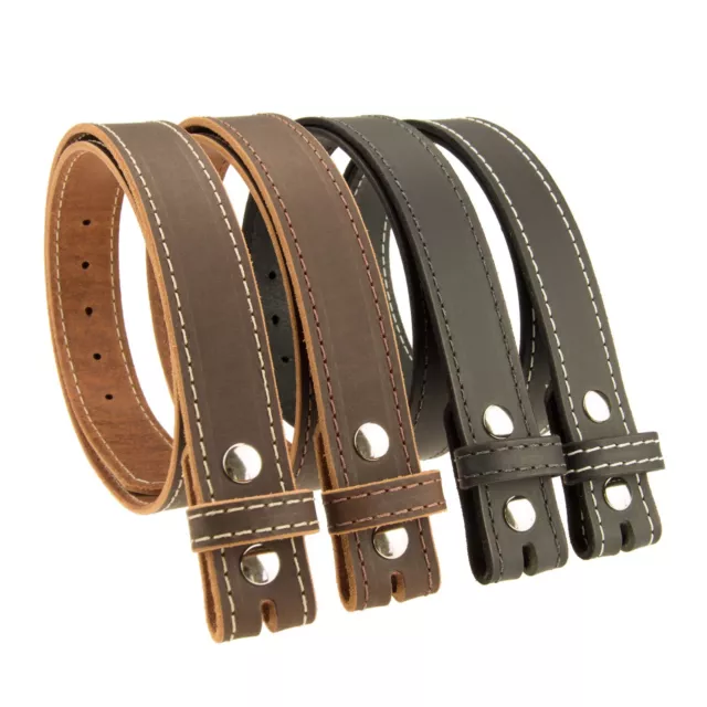Men's_BUFFALO LEATHER STITCHED CASUAL BELT Strap_No Buckle_1-1/4"_Amish Handmade