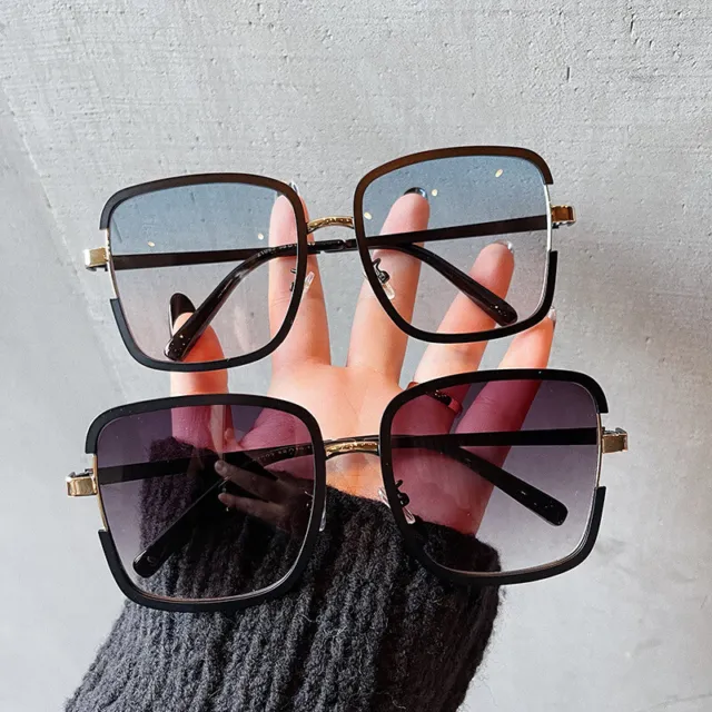 Occhiali da sole montatura in metallo sfumatura occhiali quadrati UV400, unisex E