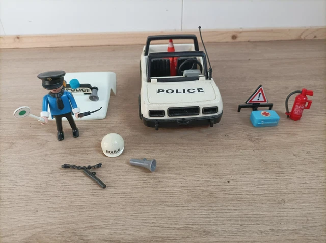 PLAYMOBIL SYSTEM VOITURE de Police avec Sirène sur toit - 1970/80's du
