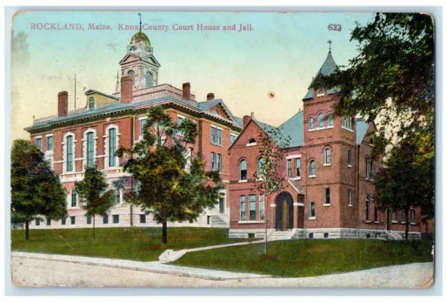 c1910 Knox County Court House Jail Exterior Building Rockland Maine ME Postcard