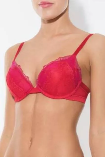 Reggiseno Chantelle Passionata doppio gioco taglia 32A rosso rosa pizzo imbottito push up 5542