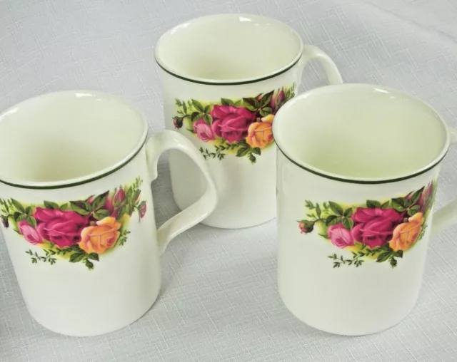 Old Country Roses Royal Albert Bone China, England, Set of 3 Coffee Cups/Mugs