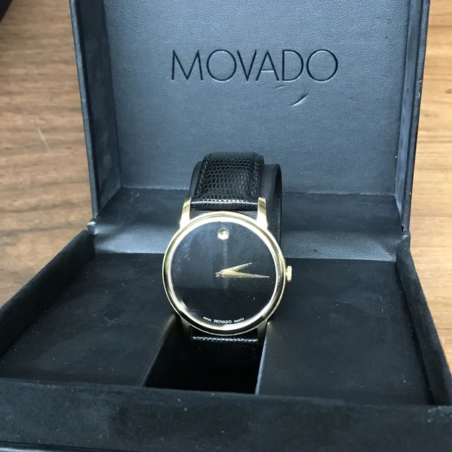 Movado Men’s Museum Classic Watch Gold Leather Strap MO-01-1-34-6002 40mm
