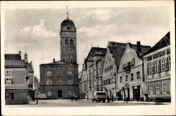 Ak Erding in Oberbayern, Straßenpartie, Rathaus - 3107157