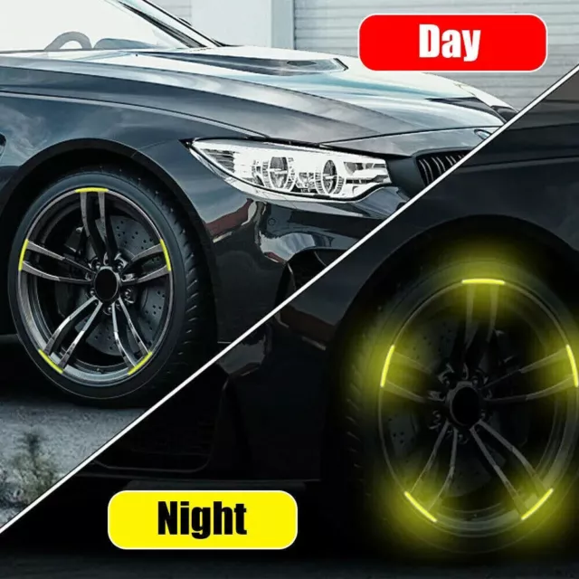 20pcs Reflective Strip Stickers Wheel Hub Rim Stripe Tape Decal Car Accessories