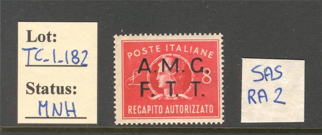 TC_1_182. TRIESTE (AMG FTT). 1947 Recapito Autorizzato stamp. MNH. Good CV !