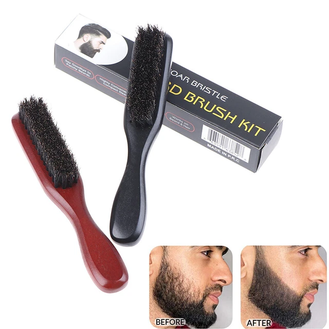 MEN BOAR BRISTLES Cleaning Beard Grooming Brush Barber Hair Comb