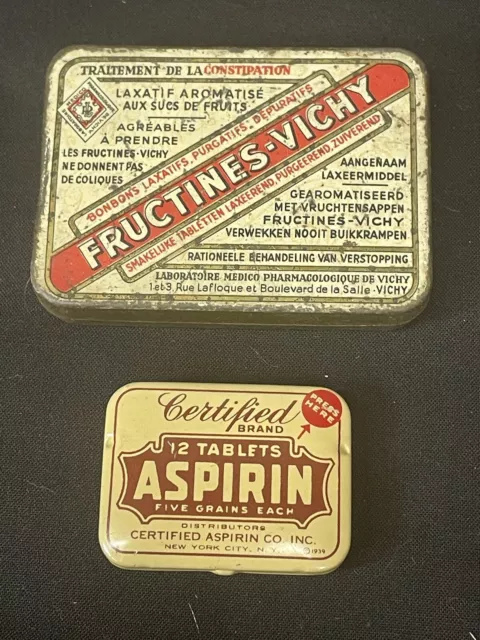 Vintage Tins. Advertising. Medical. Aspirins And Constipation Remedy