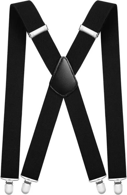 LAFAYON Men's Braces X Back Suspenders 35mm Strong Clips Heavy Duty  SALE