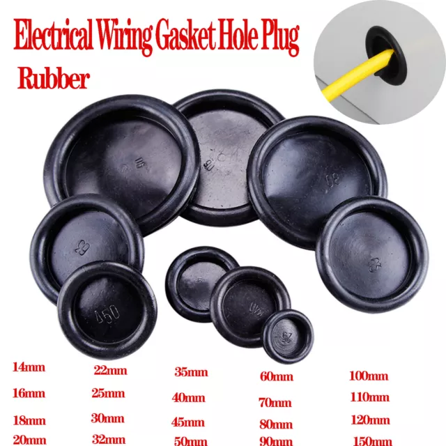 Black 14mm-150mm Rubber Grommet Firewall Hole Plug Electrical Wire Gasket Car Ki