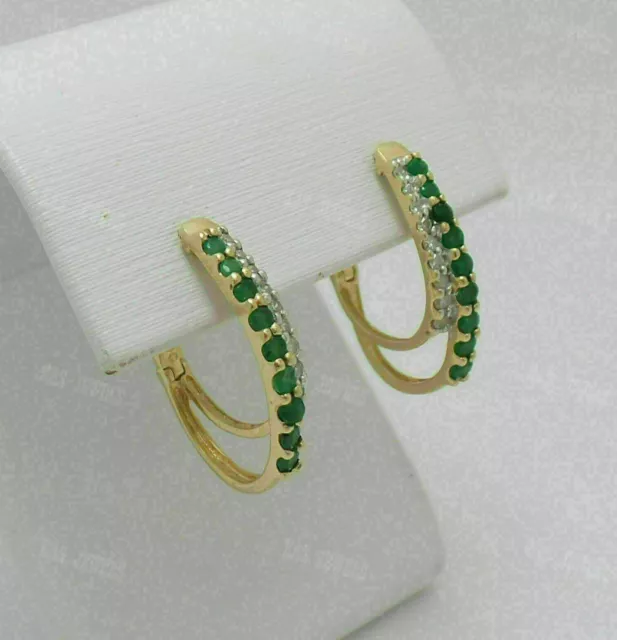 1.80 Ct Round Emerald Cubic Zirconia Women's Hoop Earrings  14k Yellow Gold Fn