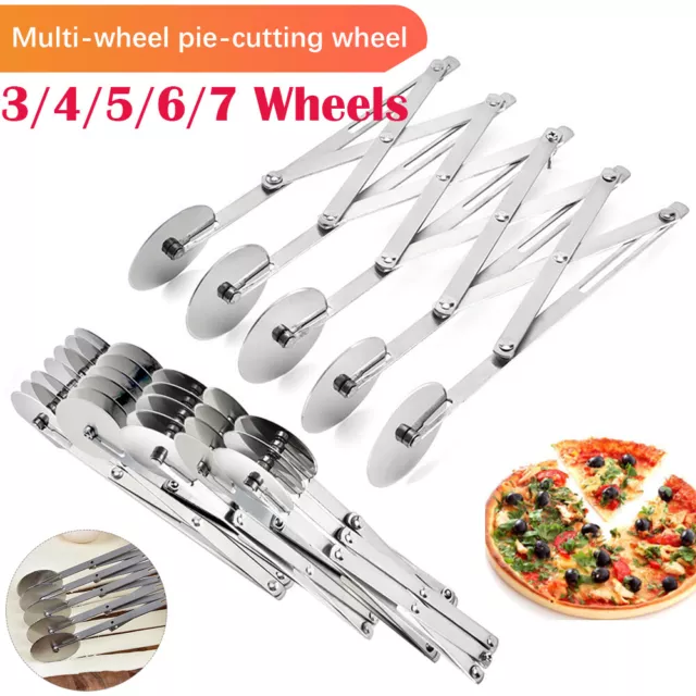 7 Wheels Pastry Cutter Pizza Baking Dough Divider Pasta Roller Stainless Tool