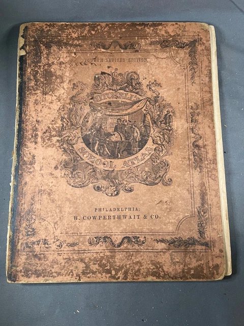 Mitchell's School Atlas 1858 Texas state alone w/ hand colored maps 4076