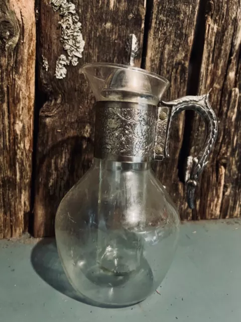 RARE Antique FB Rogers Silver Plated Corning Glass Coffee Carafe Pitcher