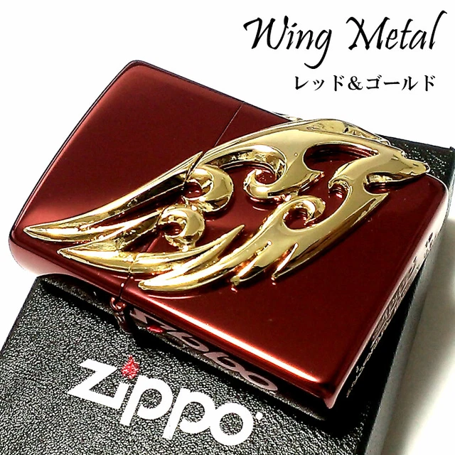 Zippo Wing Metal Ion Red Gold 3 Sided Metal Brass Limited Oil Lighter Japan