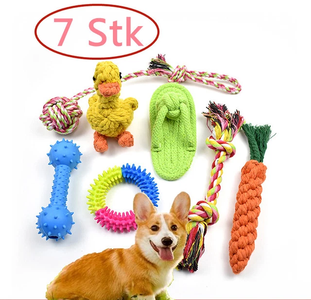 7 Stk Set Hunde Spielzeug aus Seil Kauspielzeug Pet Dog Toy Hund Welpen Kauen DE