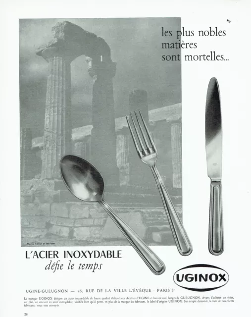 publicité Advertising 1021 1958  Uginox acier inoxydable couverts Ugine- Guegnon