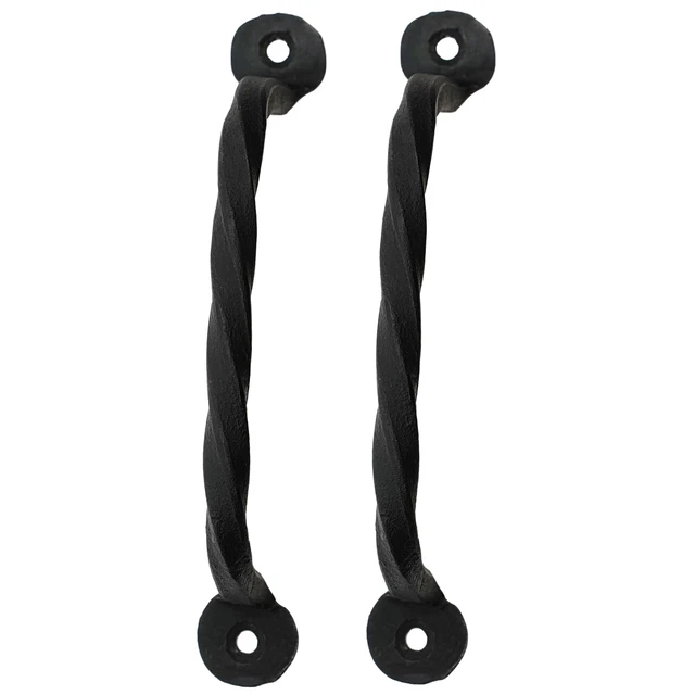 Cast Iron Door Barn Handle Gate Antique Pull Handles Twisted Black Rustic Finish