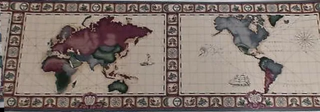 Mapa del Viejo Mundo Barcos Náuticos Océanos Vela Brújula Papel pintado Borde