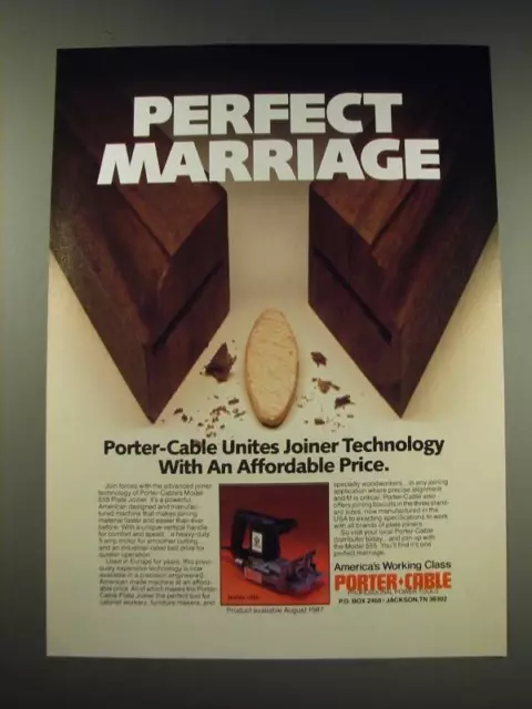 1987 Porter-Cable Model 555 Plate Joiner Ad - Perfect Marriage